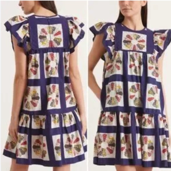 NWT Sea New York Quilt Patchwork Pippin Flutter Sleeve Mini Tunic Dress, XS - Picture 1 of 3
